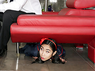 Eva Yi is so lil' she can be haunted around the palace for hours without being caught. She can lurk under desks, under tabourets, and even in smallish corridors. When she was eventually apprehended, she was quickly poked in her cock-squeezing japanese cun