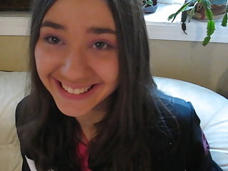 Youthful cute worried and afraid, but then she luved blowjob!