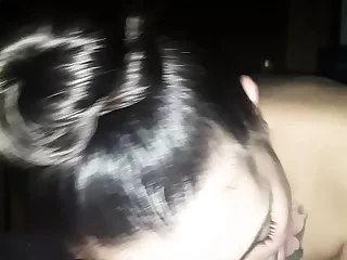 Pawg teen sucks bf and rides him rearwards