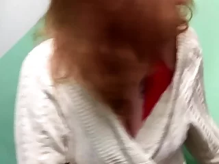 Amateur redhead takes a salami on camera