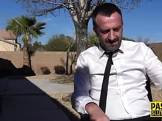 Slapped backside gimp tied up for pounding