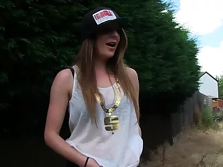 Huge-boobed Samantha Bently pissing in public